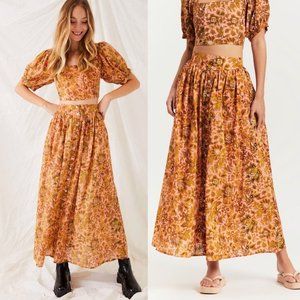 Kinga Csilla x Free People Callista Floral Button Maxi Skirt